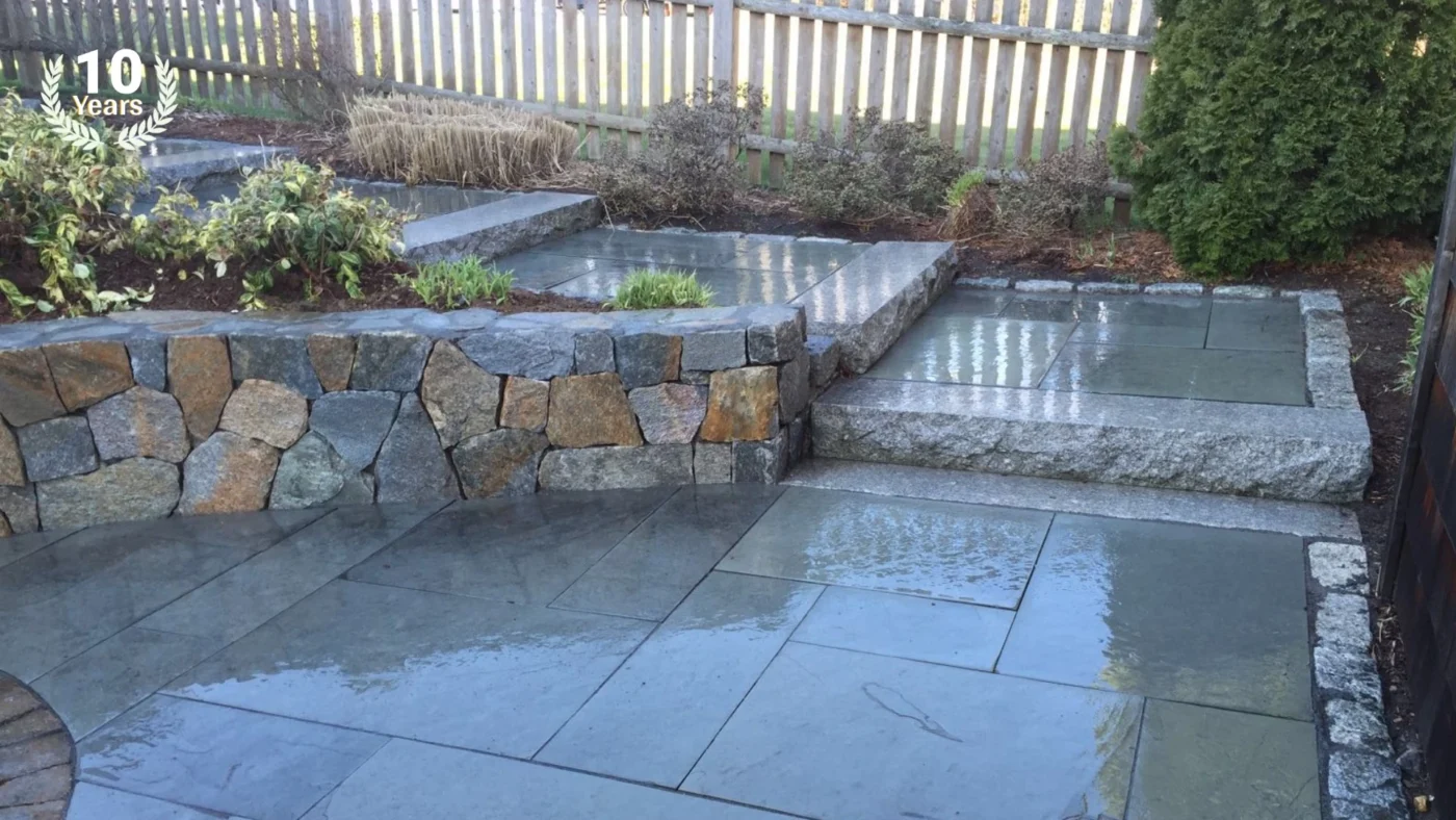 Retaining wall installation in MetroWest MA